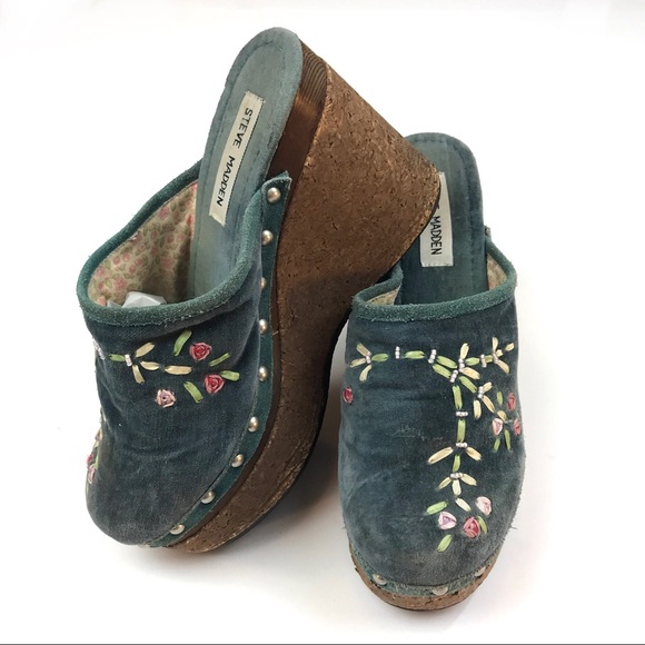 VTG Steve Madden Velvet Platform Clog - Picture 3 of 6